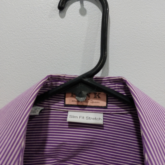 Pink Tartan Purple Pinstripe Slim Fit Button Shirt - Picture 2 of 6